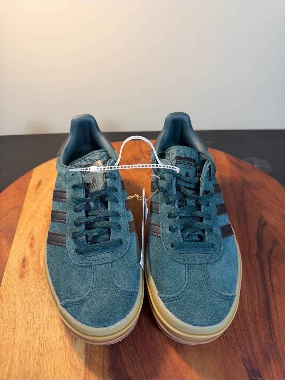 Adidas Gazelle Bold in Aurora Ivy/Core Black Gum Sole - Picture 4 of 7